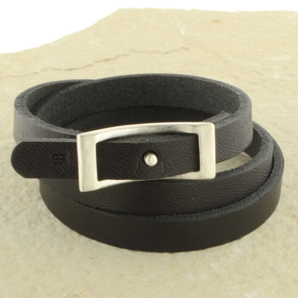 Black Leather Wrap Bracelet