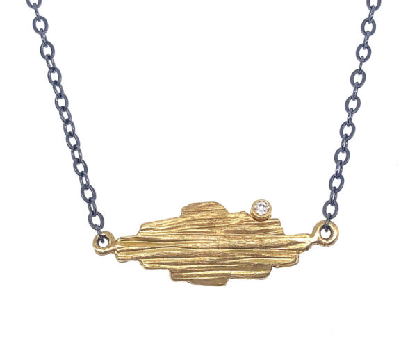Gold Bark with Diamond Necklace