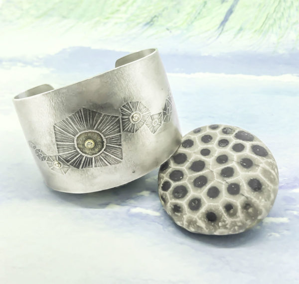 Petoskey Print Cuff with Diamonds
