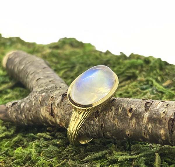 Moonstone Sculpted Twig Ring