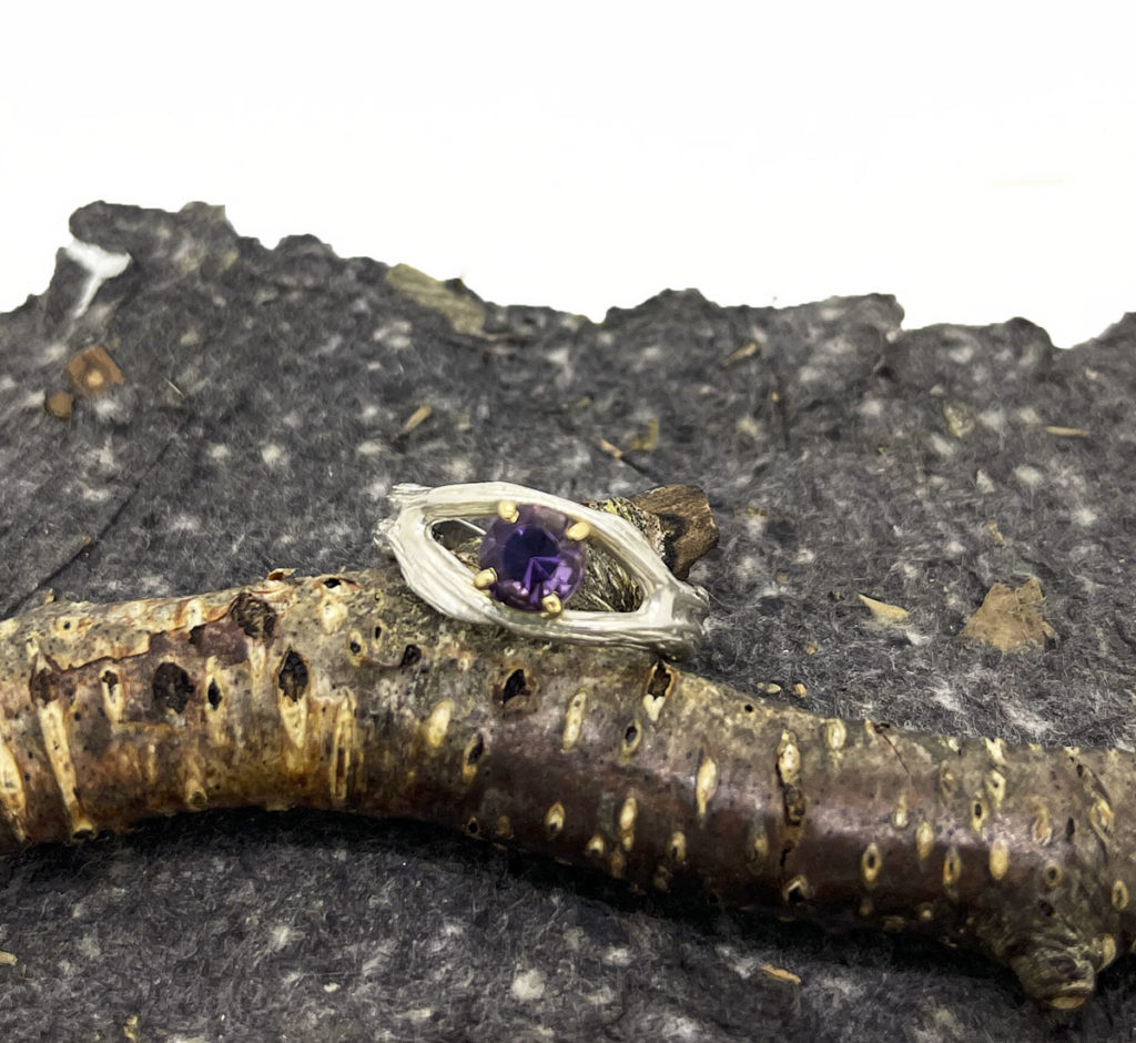 Amethyst Split Twig Ring - Becky Thatcher Designs