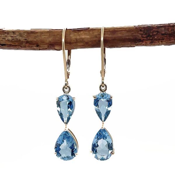 2 Stone Aquamarine Earrings