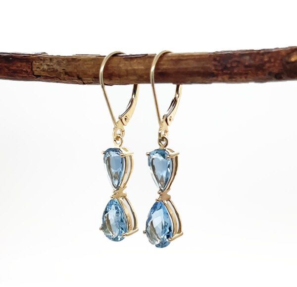 2 Stone Aquamarine Earrings - Image 2