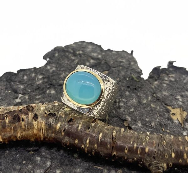Chalcedony Sand Textured Ring