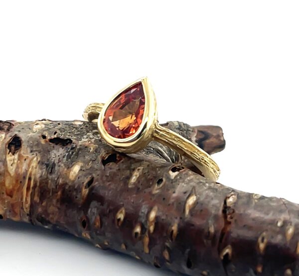 Orange Sapphire Twig Stacking Ring