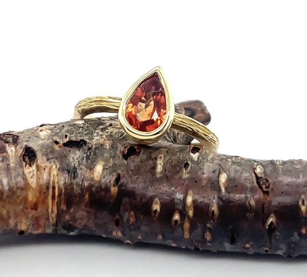 Orange Sapphire Twig Stacking Ring - Image 2