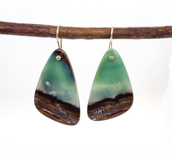 Opalized Wood Earrings- Gold