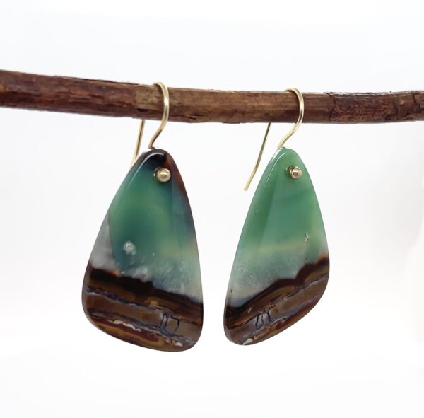 Opalized Wood Earrings- Gold - Image 2