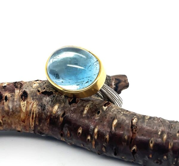 Aquamarine Bimetal Ring