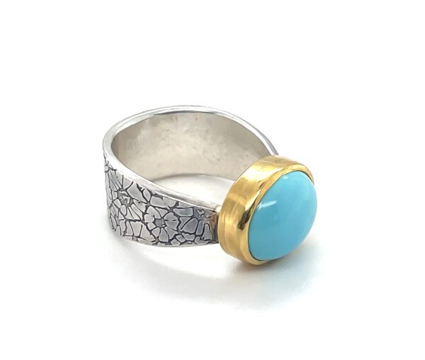 Turquoise Petoskey Impression Ring