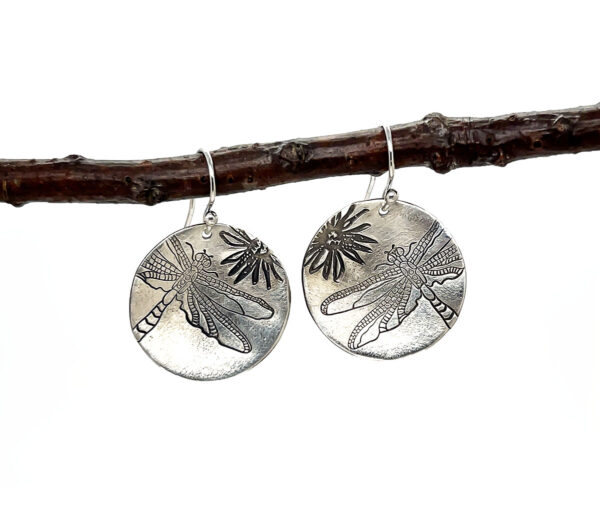 Garden Party Earrings- Dragonfly and Aster