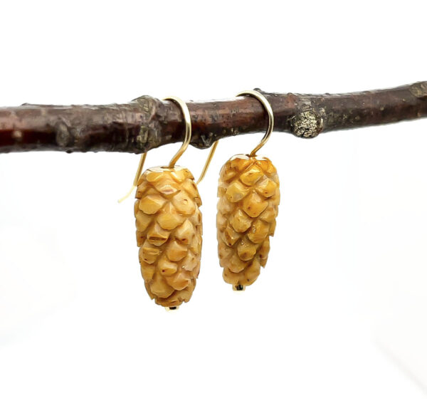 CARVED PINECONE EARRINGS - Image 2