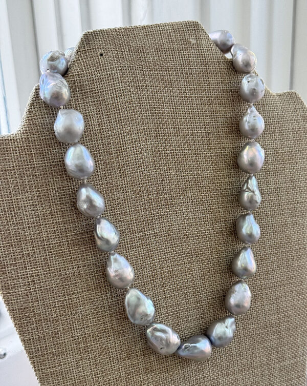 Silver Baroque Pearl Necklace - Image 4