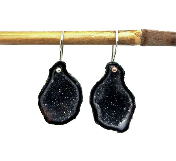 BLACK GEODE EARRINGS